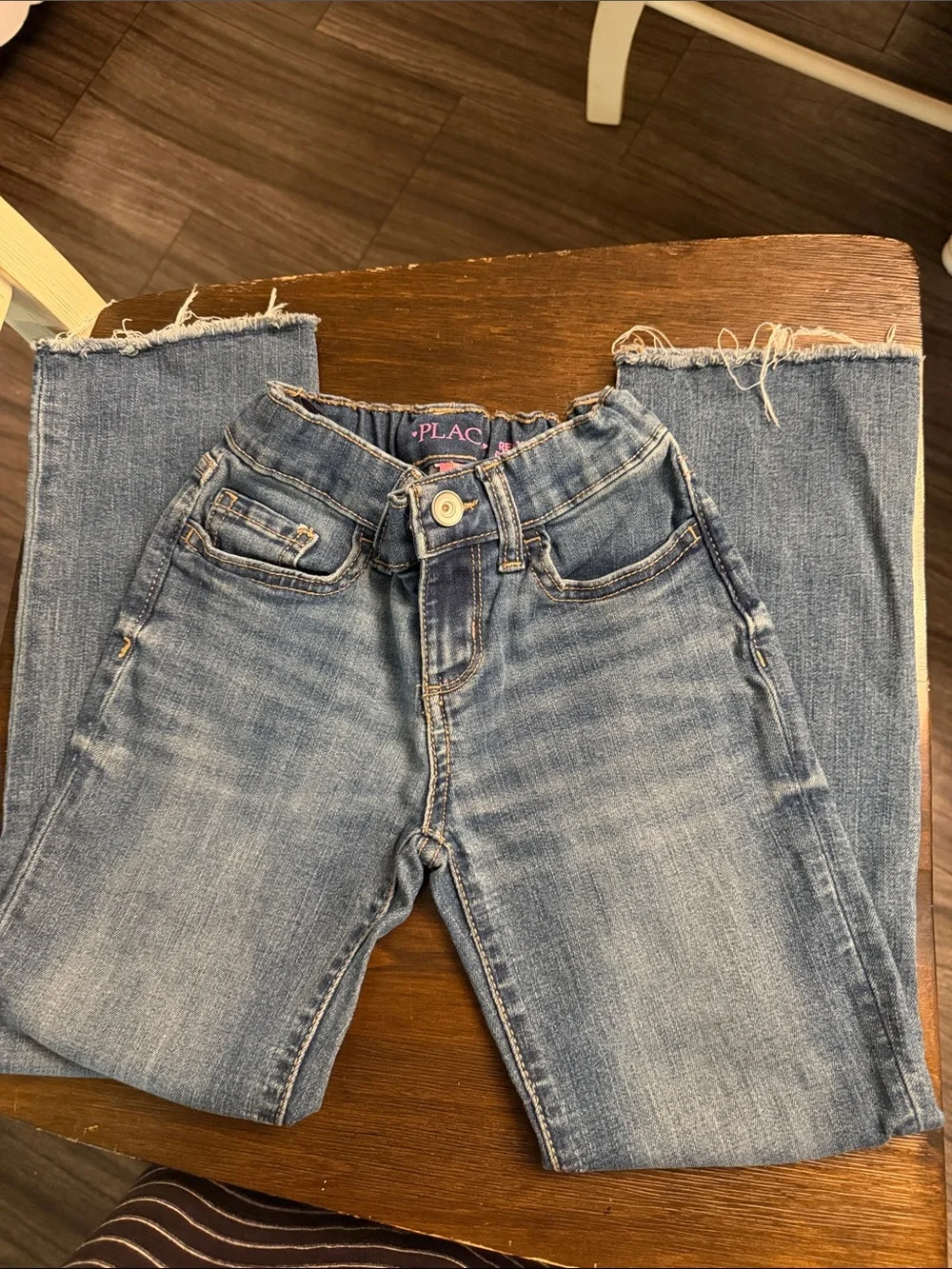 The Children's Place Girls' Mid Wash Distressed Cropped Jeans